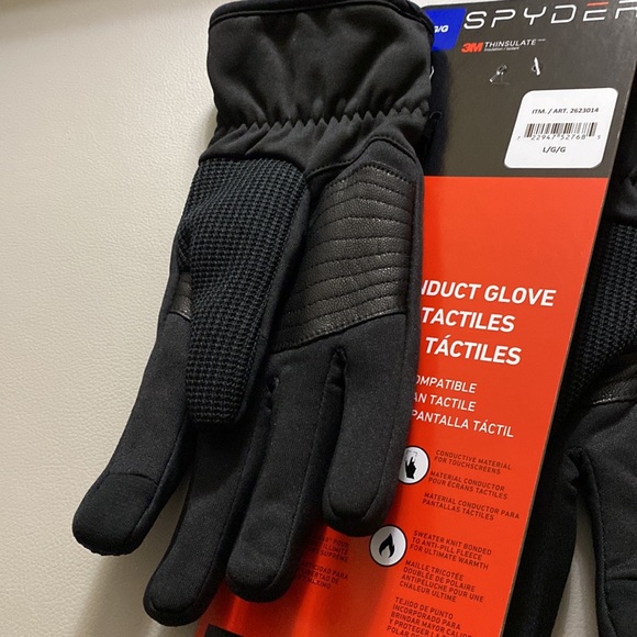 New Spyder 3M Thinsulate Black Gloves large - Picture 2 of 2